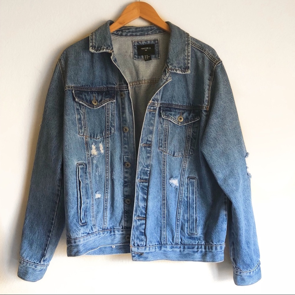 Distressed denim jacket